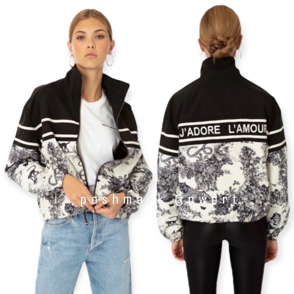 ellandemm Jackets & Blazers - ellandemm 🐅 Windbreaker Jacket Lion J'adore L' Amour Black Off White XS S